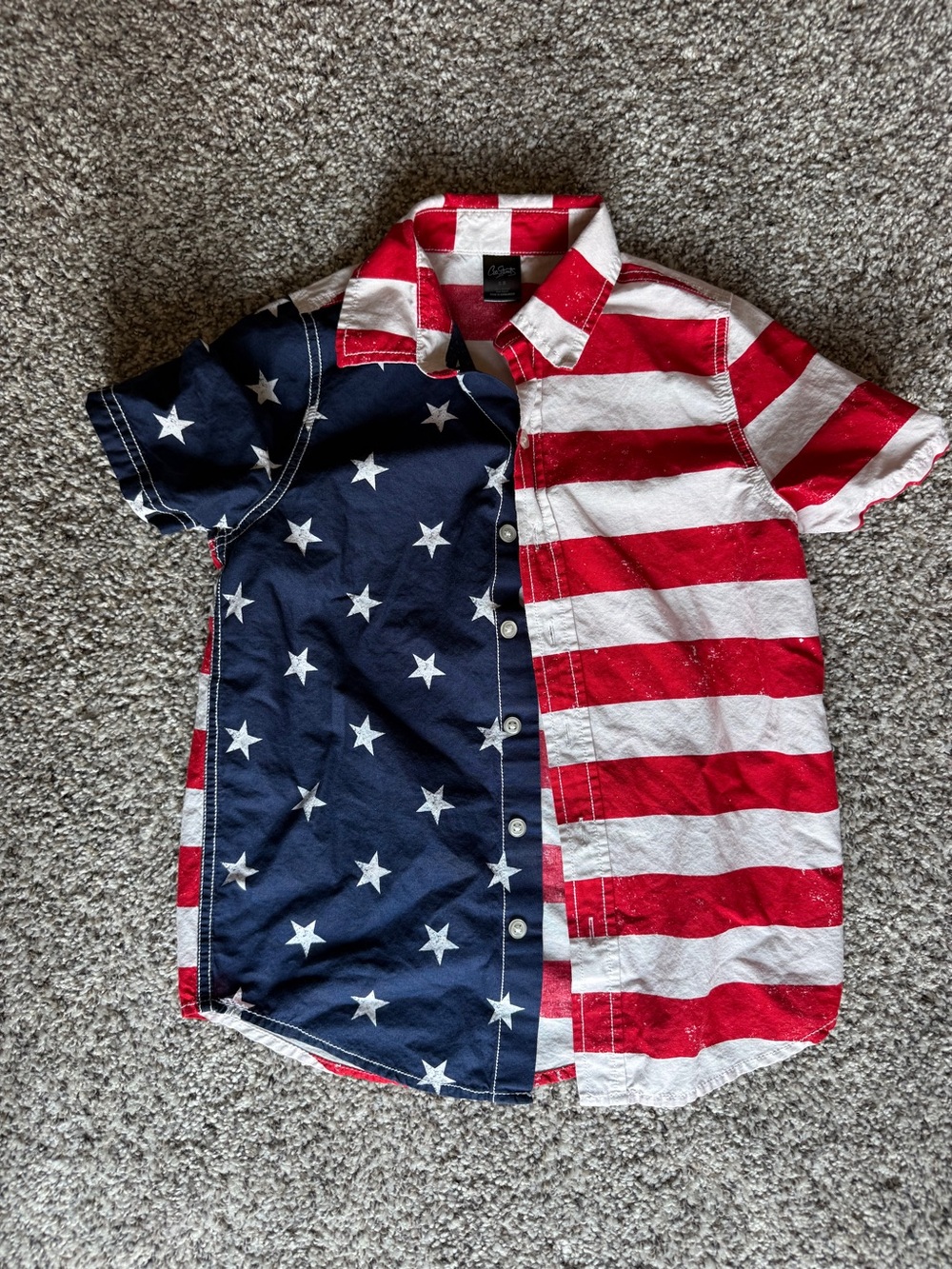 City Streets Kids Button-Down Shirt - Red, White & Blue Stars & Stripes